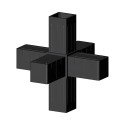 Conector cruzado (3 ejes, 6 entradas) – para tubo 40x40x2 mm - negro (Klemp)