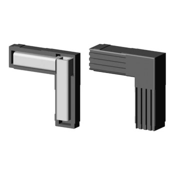 90° Elbow (2 axes, 2 slots) – for tube 25x25x2 mm - black (Klemp)