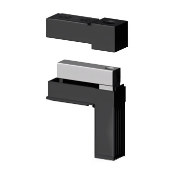 90° Elbow (2 axes, 2 slots) – for tube 25x25x2 mm - black (Klemp)