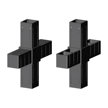 Kreuzverbinder (2 Achsen, 4 Öffnungen) – für Rohr 25x25x2 mm - schwarz (Klemp)