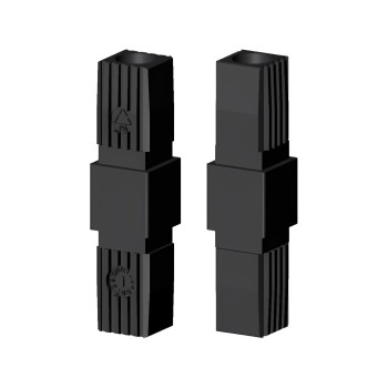 Straight connector / Coupling / Extension – for tube 40x40x2 mm - black (Klemp)