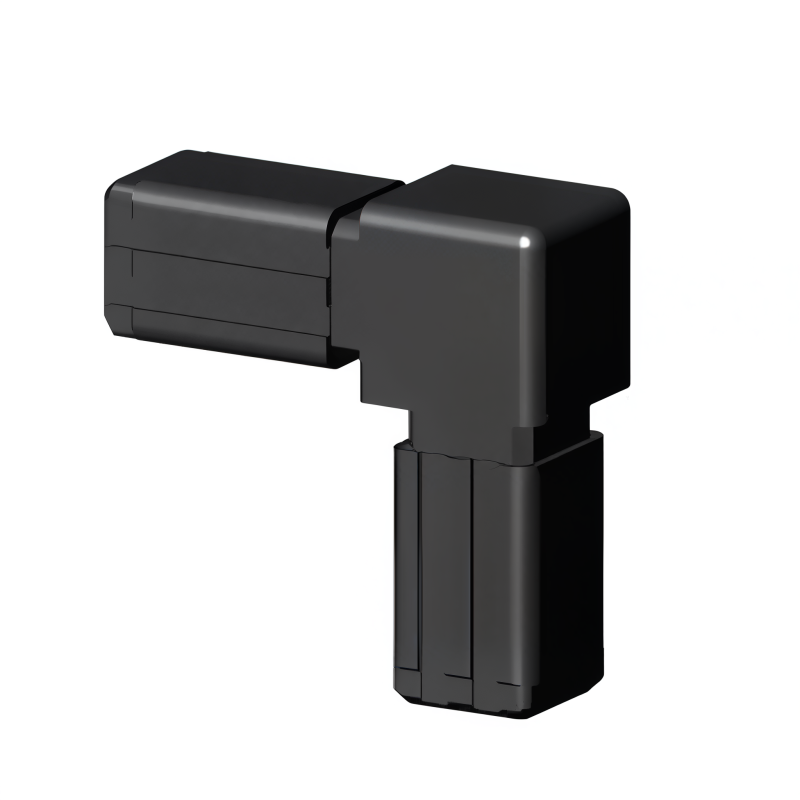 90° Elbow (2 axes, 2 slots) – for tube 13x13x1 mm - black (Klemp) - Plastic connectors for square profiles 90° Elbow (2 axes, 2 slots) – for tube 13x13x1 mm - black (Klemp) - Plastic connectors for square profiles