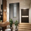 Partition Wall with Horizontal Slats − Black − 22x70 (Klemp)