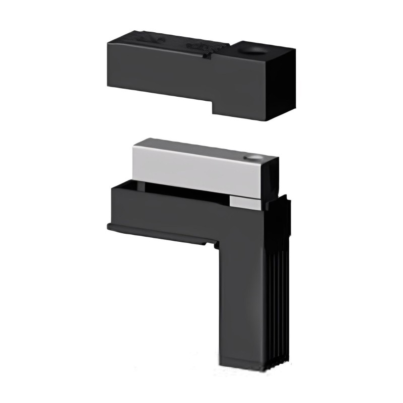 90° Elbow (2 axes, 2 slots) – for pipe 30x30x2 mm - black (Klemp) - Plastic connectors for square profiles