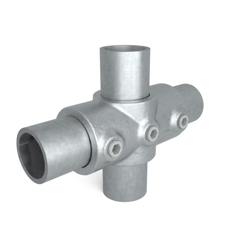Two Socket CrossTyp 22E, 48,3 mm, Galvanized (Klemp) - Round Tubefittings