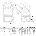 Short Tee 45° Typ 3C, 33,7 mm , Galvanized (Klemp)