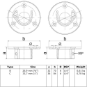 Flange, round (SET) Typ 15C, 33,7 mm , Galvanized (Klemp)