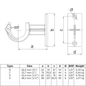 Leuningdrager open Typ 35E, 48,3 mm, Thermisch verzinkt (Klemp) Leuningdrager open Typ 35E, 48,3 mm, Thermisch verzinkt (Klemp)