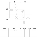 Open klapb. 4-weg kruisstuk Typ 26OE, 48,3 mm, Thermisch verzinkt (Klemp) Open klapb. 4-weg kruisstuk Typ 26OE, 48,3 mm, Thermisch verzinkt (Klemp)