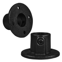 Łącznik ścienny - stopa okrągła przelotowa Typ 10TA, 21,3 mm, Czarny (Klemp)