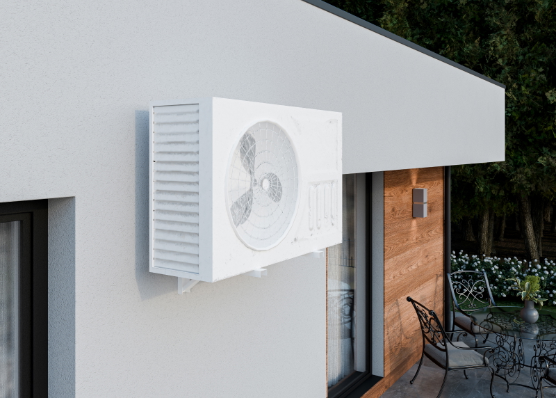 Air conditioning visualization on the wall of a private building